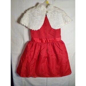 Girls 2 Piece Set Wonder Nation Red Dress With Faux Fur Shoulder Size 6